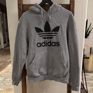 Adidas Men's Gray Hoodie with Black Logo 80/20 cotton polyester heavyweight